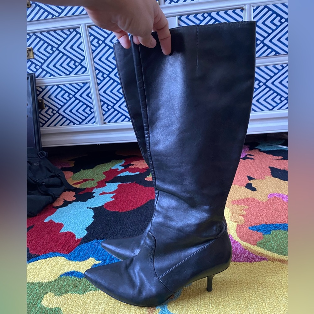 VIA SPIGA Black Tall Side Zip Boots